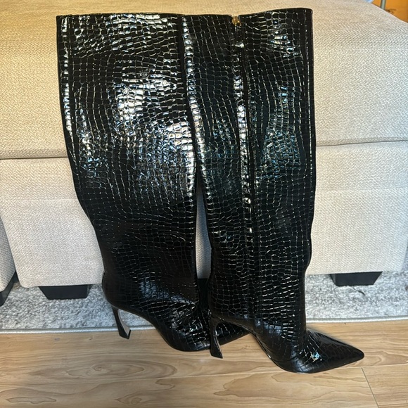 Alexandre Birman Shoes - KYRA 100 CROCCO BOOT BLACK